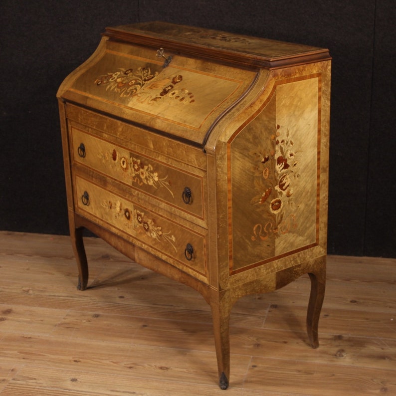 Italian bureau in inlaid wood