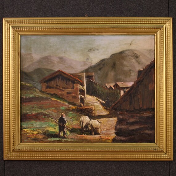 Antique Madonna painting oil on canvas religious artwork 19th century 800