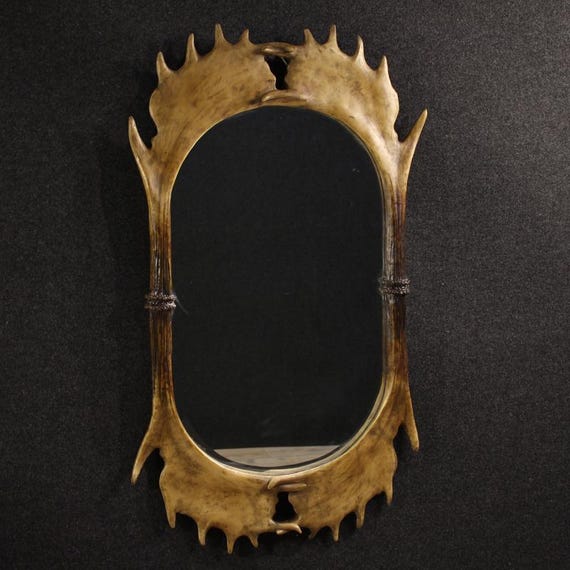French mirror furniture frame in resin fake elk antlers 20th century