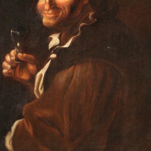Ancien portrait italien tableau huile sur toile peinture grotesque 17ème siècle image 5