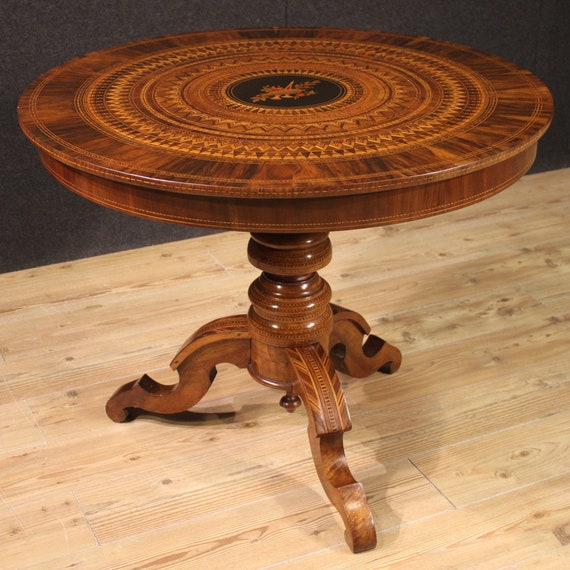 Sorrento round table antique style Italian furniture inlaid wood 20th century