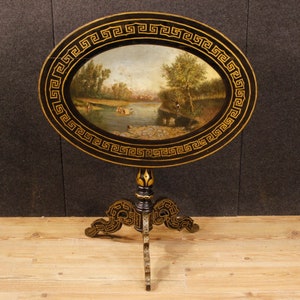 English side table in lacquered and painted wood