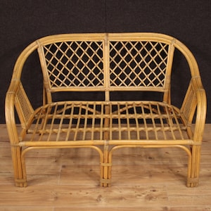 Sofa furniture living room in wood and wicker modern vintage couch 900