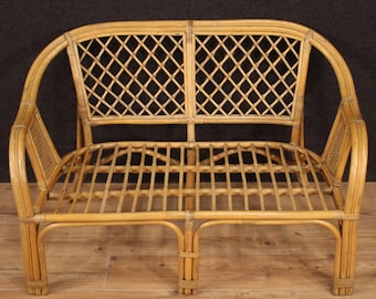 Sofa furniture living room in wood and wicker modern vintage couch 900
