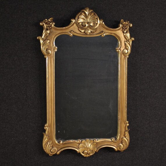Italian mirror furniture frame in painted and gold wood 20th century