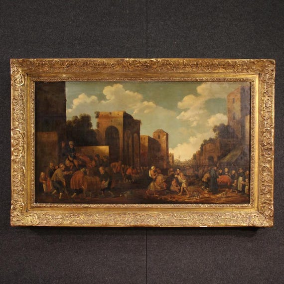 Antique painting on panel Flemish signed Droochsloot dated 1646 oil artwork