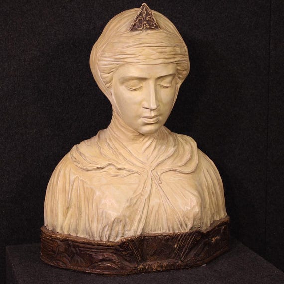 Terracotta sculpture Beatrice art statue antique style Italian 20th century