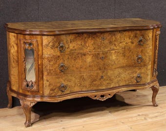 Italian commode dresser furniture in wood antique style 3 drawers 20th century