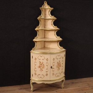 Corner cupboard in painted gilt wood sideboard cabinet antique venetian style