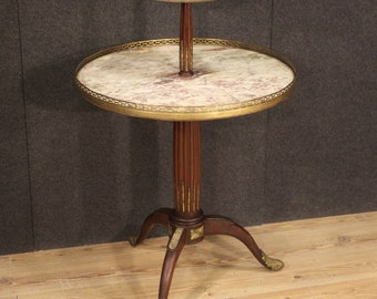 Antique gueridon French furniture etagere side table marble bronze 20th century