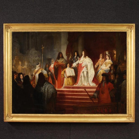Coronation of Savoy oil on canvas painting signed Hamman artwork dated 1866
