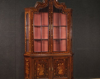 Dutch vitrine furniture double body inlaid wood bookcase cabinet showcase 900