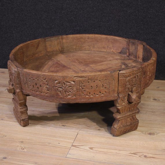 Indian coffee table furniture in wood oriental planter antique style 20th cent