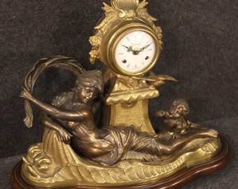Horloge de bureau meuble objet style ancien en bronze doré salon français