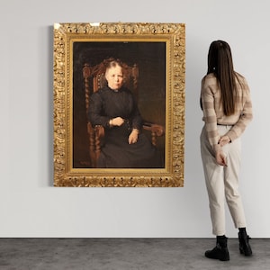 Retrato de mujer pintura óleo sobre lienzo marco estilo antiguo firmado