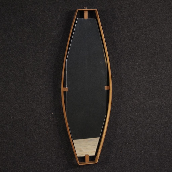 Italian design mirror furniture teak wood frame Santambrogio De Berti 60s