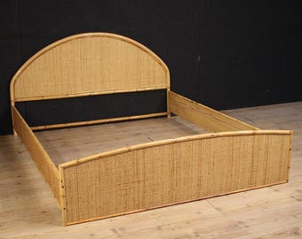 Double bed Italian furniture in bamboo and rattan 20th century bedroom