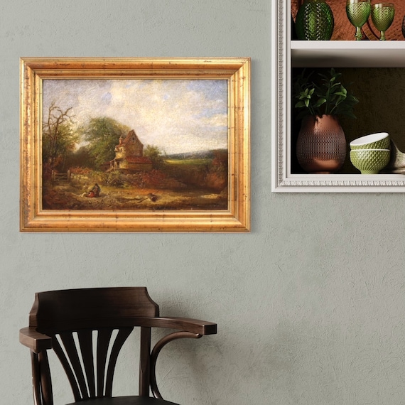Landscape signed painting oil on canvas American framework dated 19th century