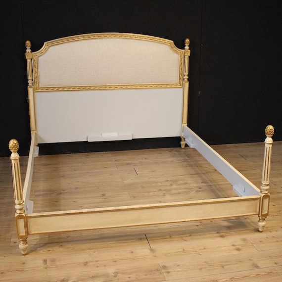 Italian double bed lacquered and gold Louis XVI style furniture 20th century