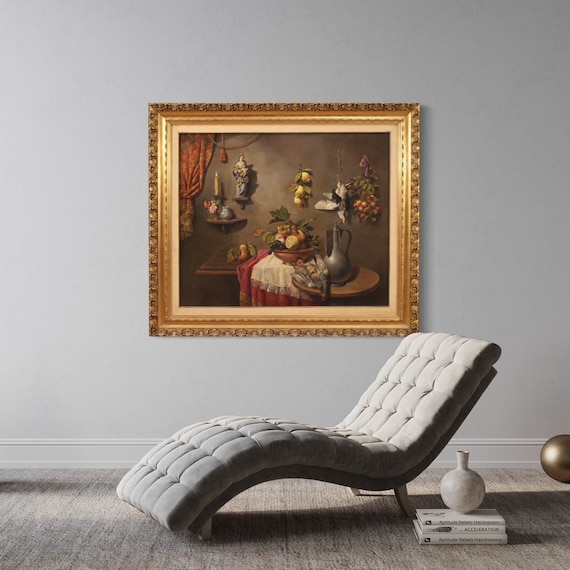 Painting still life antique style framework oil on canvas with frame 900 art
