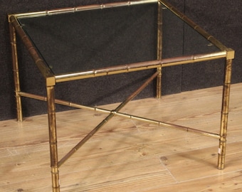 Coffee table living room furniture metal gilded table vintage style bamboo 60&#39;s