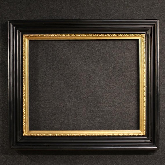 Italian frame ebonized and gilded wood painting mirror furniture 20th century