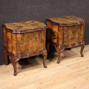Pair Italian night stands antique style furniture bedside tables 20th century