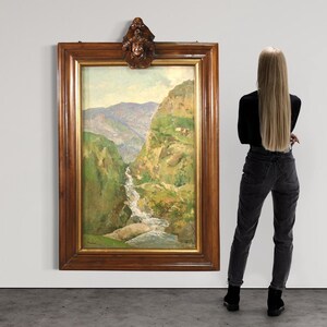 Great signed landscape artwork oil on board Italian painting with frame 900