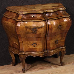 Small Italian commode furniture in wood chest of drawers dresser antique style