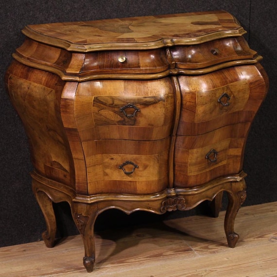 Small Italian commode furniture in wood chest of drawers dresser antique style