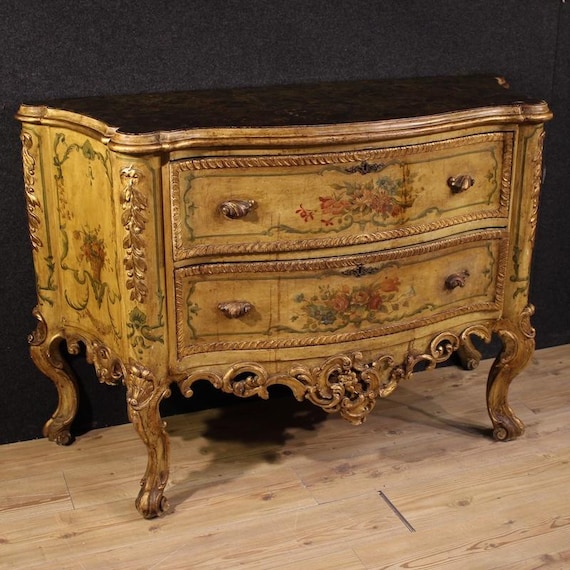 Venetian commode furniture chest of drawers lacquered wood Baroque style 900