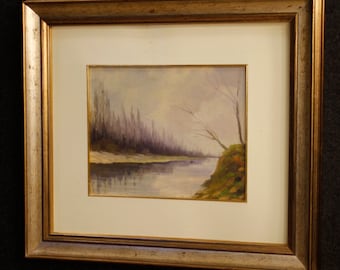 Signed Italian landscape painting from 20th century