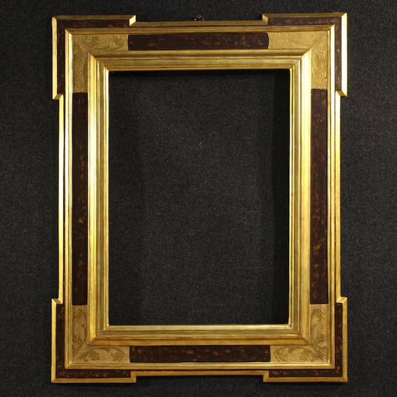 Italian frame furniture mirror painting in painted and gold wood 20th century