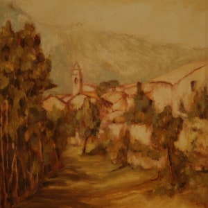Painting oil on canvas framework with frame signed antique style landscape 900