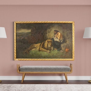 Gemälde Bild Malerei Mixed Media aus Leinwand Rahmen Heiliger Hieronymus