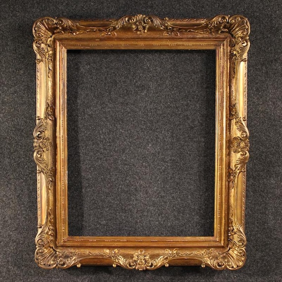 Italian carved and gold frame in wood furniture mirror painting 20th century