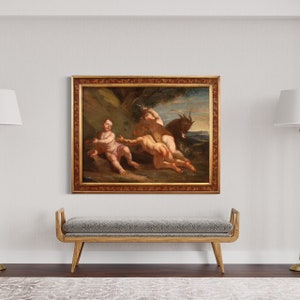 Antique bacchanal painting game of cherubs artwork oil on canvas 17th century