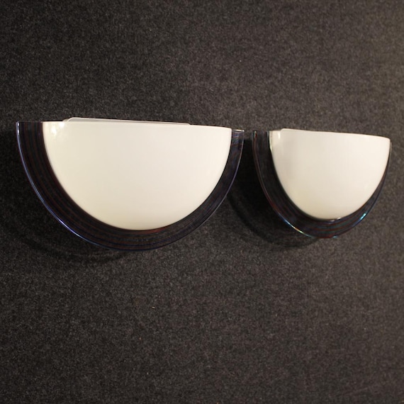 Pair of Italian wall lights in glass furniture lamps lighting half-moon 900