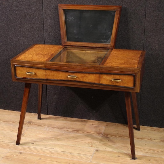 Console with mirror Italian dressing table desk design furniture 20th century