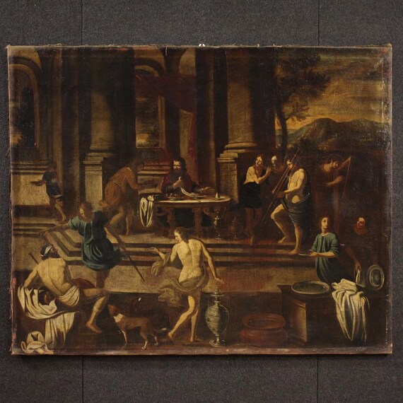 Herod's Banquet antique oil painting on canvas 17th century artwork art