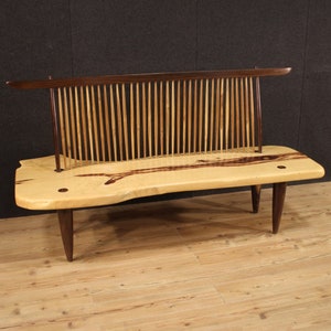 Design sofa in Conoid Bench George Nakashima style bench in carved wood 900