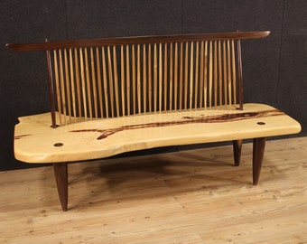 Design sofa in Conoid Bench George Nakashima style bench in carved wood 900