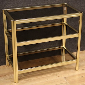 Side table design furniture in gilt metal and glass modern vintage living room