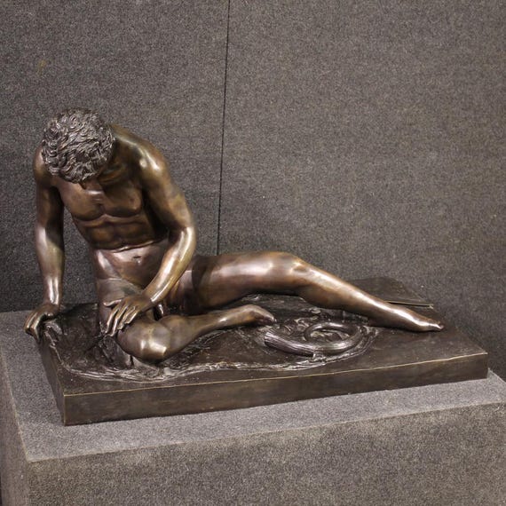 Bronze Dying Gaul great sculpture Italian statue antiques art 20th century