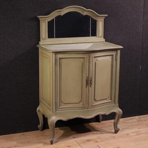 Italian sideboard in lacquered wood furniture mirror cabinet 20th century