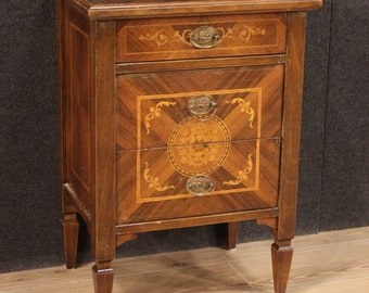 Nightstand antique style Louis XVI furniture commode dresser inlaid 3 drawers