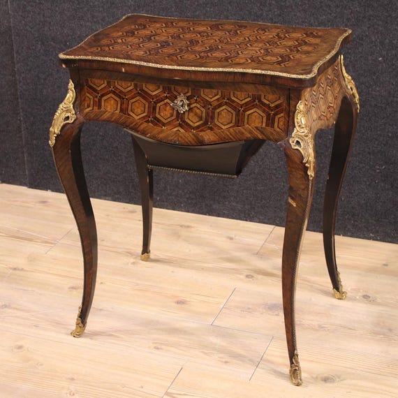 French sewing table furniture inlaid dressing table Napoleon III 19th century