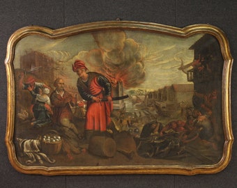 Cadre de tableau ancien cadre toile à l'huile sac de la ville 17ème siècle