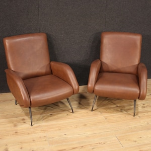 Pair of armchairs Leatherette skai furniture design modern art vintage 70s