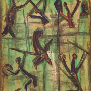 Dipinto astratto quadro tecnica mista carta firmato XX secolo 900 arte moderna